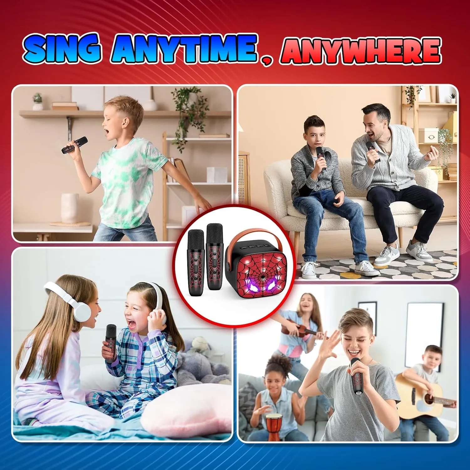 Cool Mini Karaoke Machine Toys: Kids Toys Birthday Gifts Age 3-12  LED Portable Bluetooth Speaker with 2 Wireless Microphone Gift Toy for 4 5 6 7 8 9 Years Old Girls Boys Kid Adults