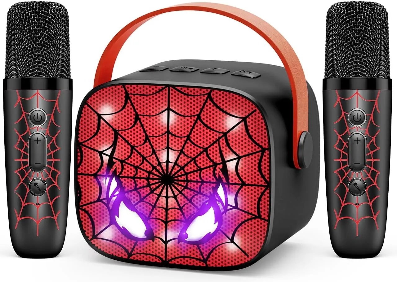 Cool Mini Karaoke Machine Toys: Kids Toys Birthday Gifts Age 3-12  LED Portable Bluetooth Speaker with 2 Wireless Microphone Gift Toy for 4 5 6 7 8 9 Years Old Girls Boys Kid Adults