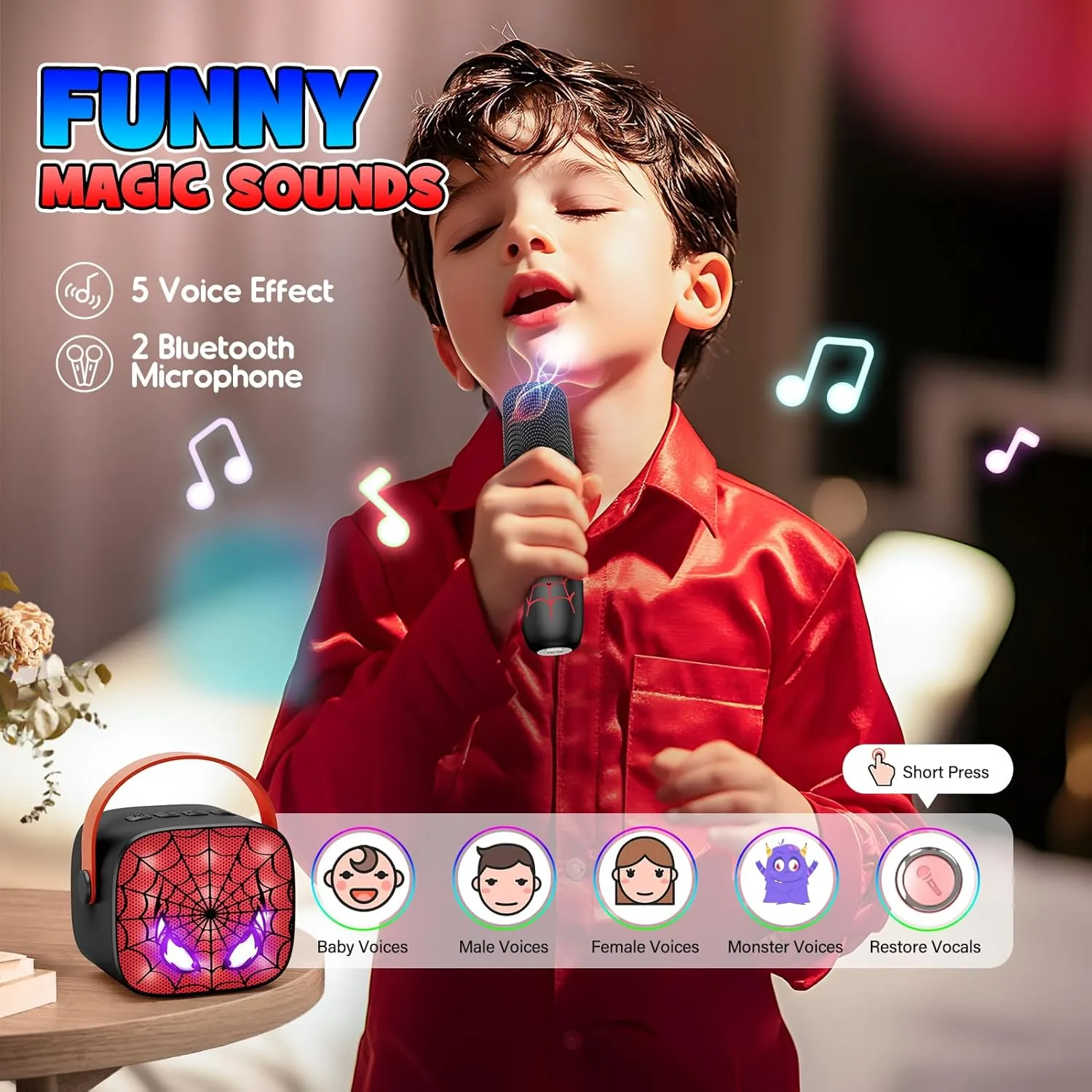 Cool Mini Karaoke Machine Toys: Kids Toys Birthday Gifts Age 3-12  LED Portable Bluetooth Speaker with 2 Wireless Microphone Gift Toy for 4 5 6 7 8 9 Years Old Girls Boys Kid Adults