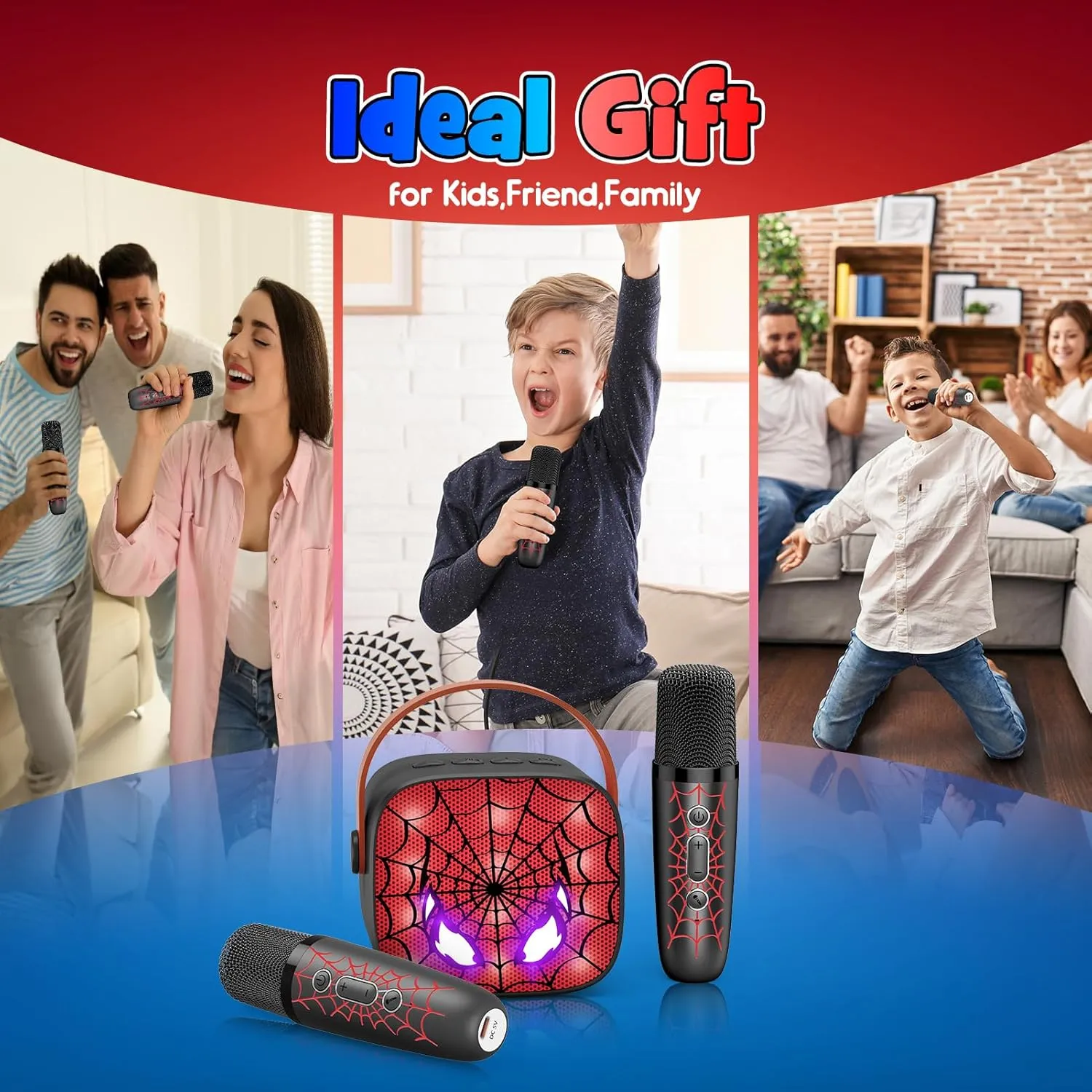 Cool Mini Karaoke Machine Toys: Kids Toys Birthday Gifts Age 3-12  LED Portable Bluetooth Speaker with 2 Wireless Microphone Gift Toy for 4 5 6 7 8 9 Years Old Girls Boys Kid Adults
