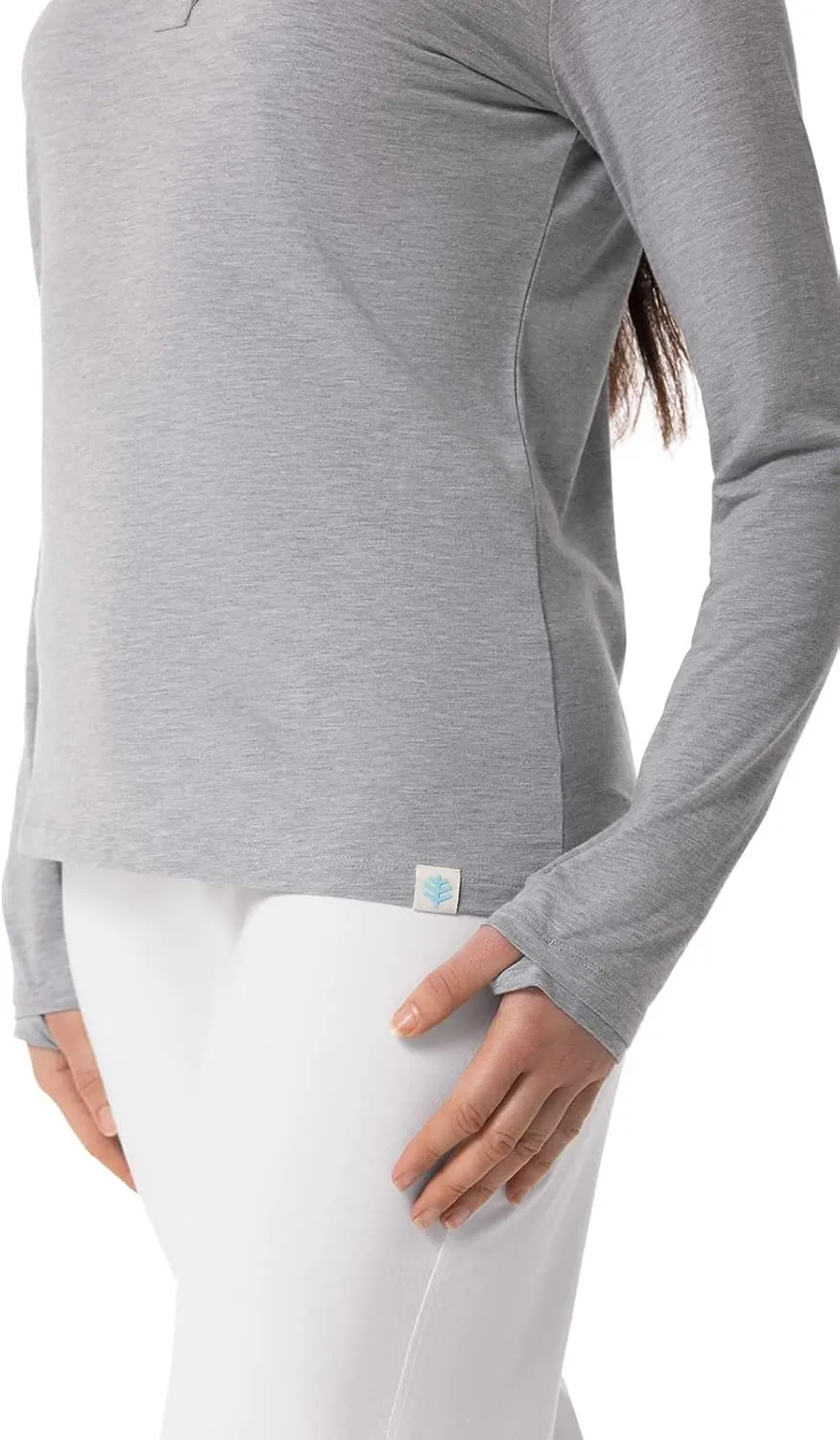 Coolibar UPF 50  Women's Hallandale Long Sleeve, Henley, Heather Grey, X-Small - Sun Protective