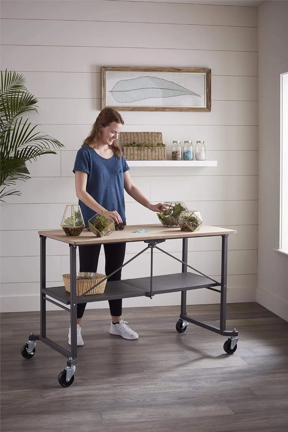 COSCO SmartFold Portable Workbench/Folding Utility Table with Locking Casters, 600 lb. Capacity, MDF Top