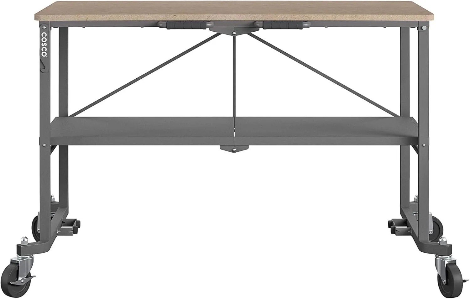 COSCO SmartFold Portable Workbench/Folding Utility Table with Locking Casters, 600 lb. Capacity, MDF Top