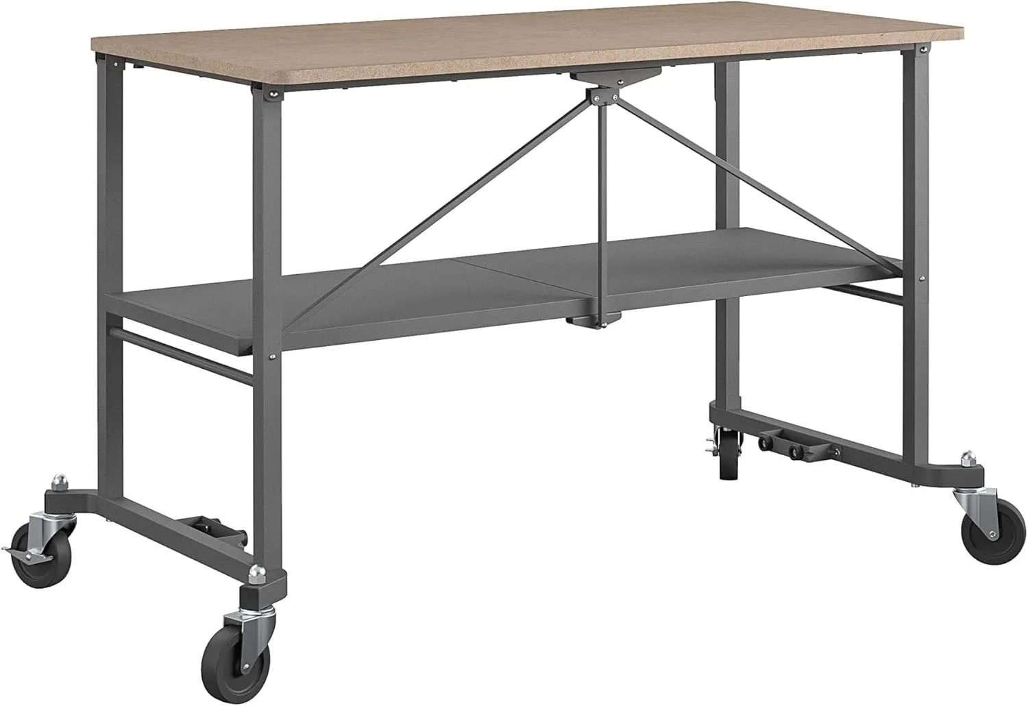 COSCO SmartFold Portable Workbench/Folding Utility Table with Locking Casters, 600 lb. Capacity, MDF Top