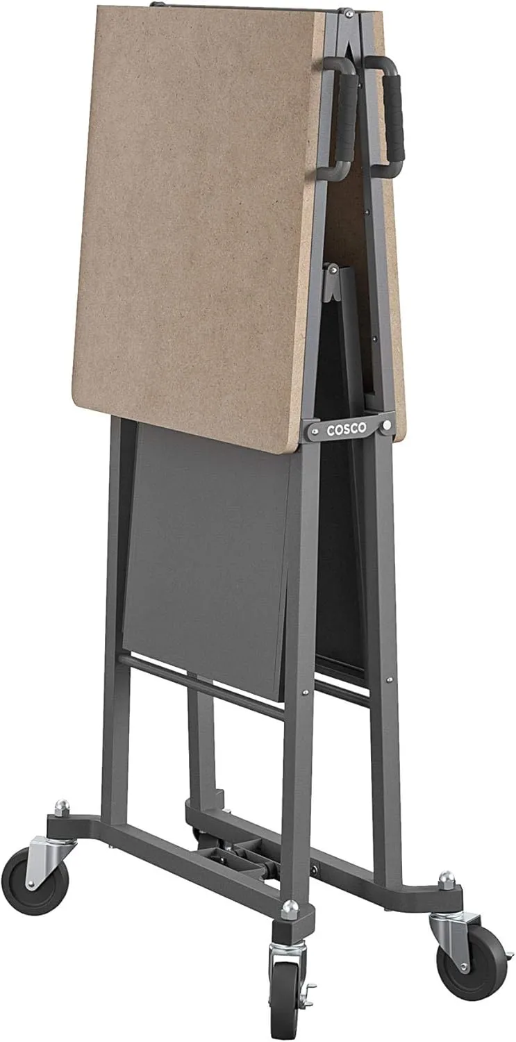 COSCO SmartFold Portable Workbench/Folding Utility Table with Locking Casters, 600 lb. Capacity, MDF Top