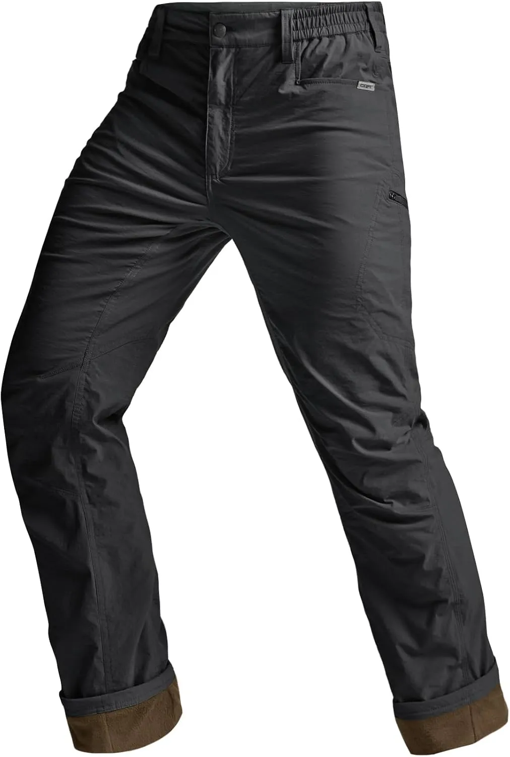 CQR Men's Winter Fleece Lined Pants, Water-Resistant Outdoor Stretch Work Pants, Windproof Casual Pants with Pockets