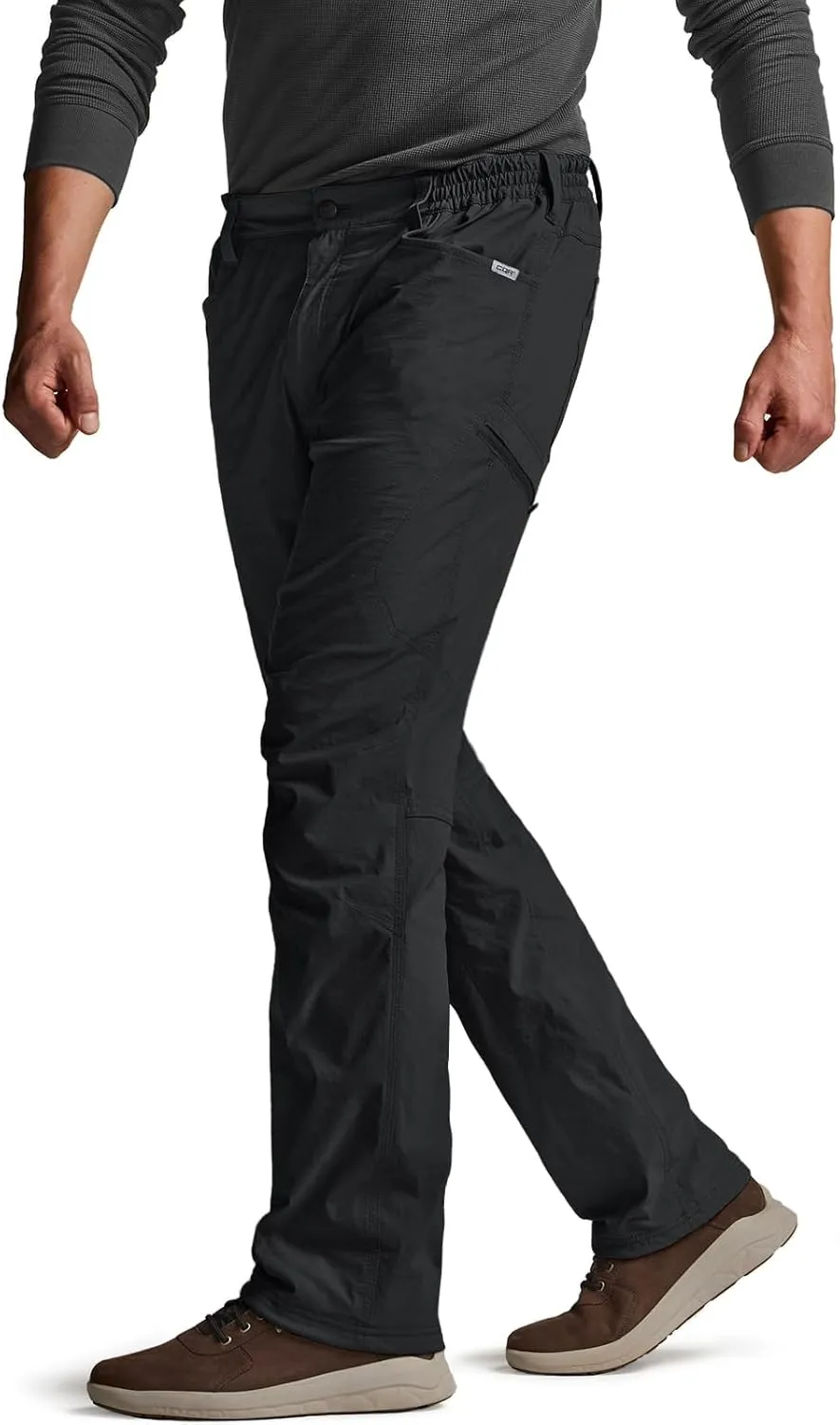 CQR Men's Winter Fleece Lined Pants, Water-Resistant Outdoor Stretch Work Pants, Windproof Casual Pants with Pockets