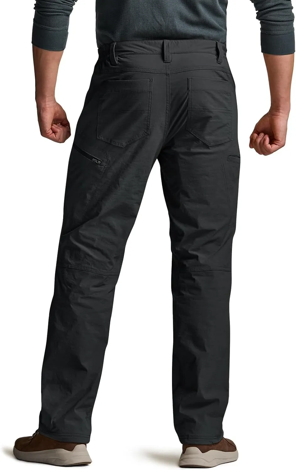 CQR Men's Winter Fleece Lined Pants, Water-Resistant Outdoor Stretch Work Pants, Windproof Casual Pants with Pockets