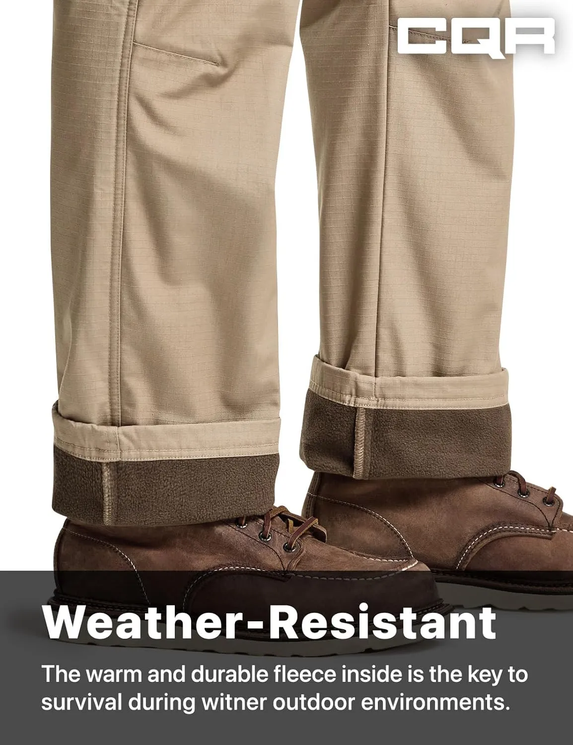 CQR Men's Winter Tactical Cargo Pants, Thermal Fleece Lined Outdoor Snow Ski Hiking Work