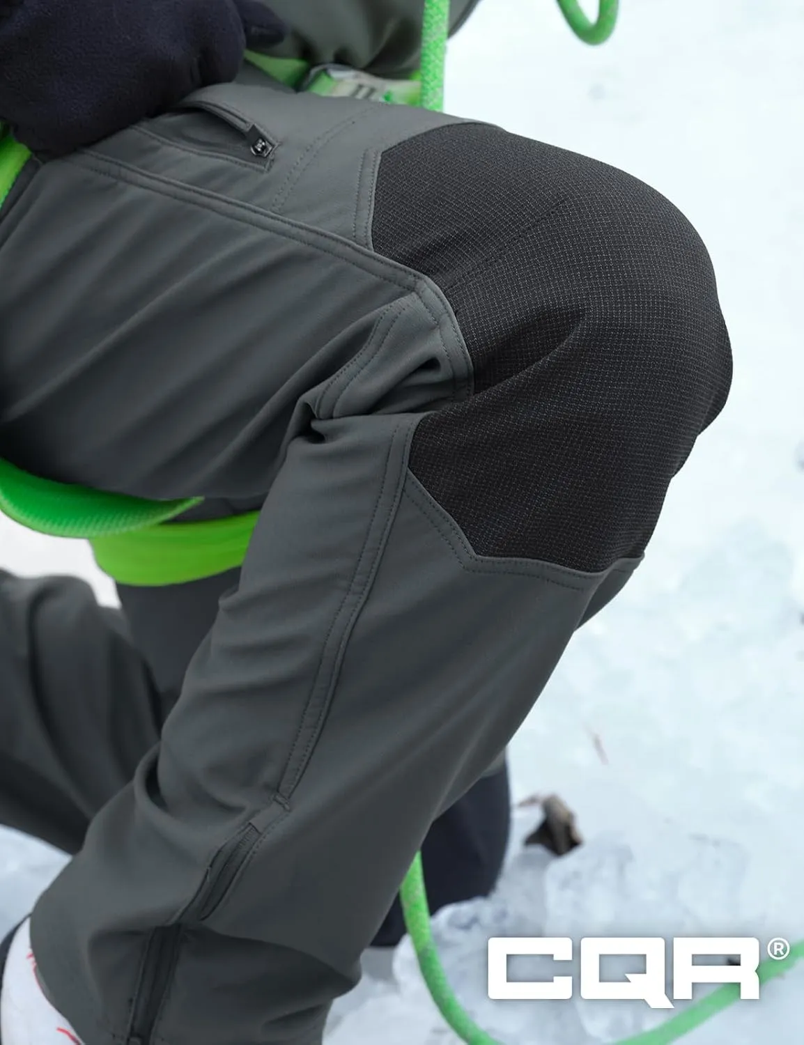 CQR Men's Winter Waterproof Softshell Fleece-Lined Snow Ski Pants, Thermal Outdoor Cargo Work Hiking Pants