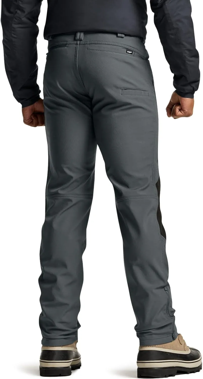 CQR Men's Winter Waterproof Softshell Fleece-Lined Snow Ski Pants, Thermal Outdoor Cargo Work Hiking Pants