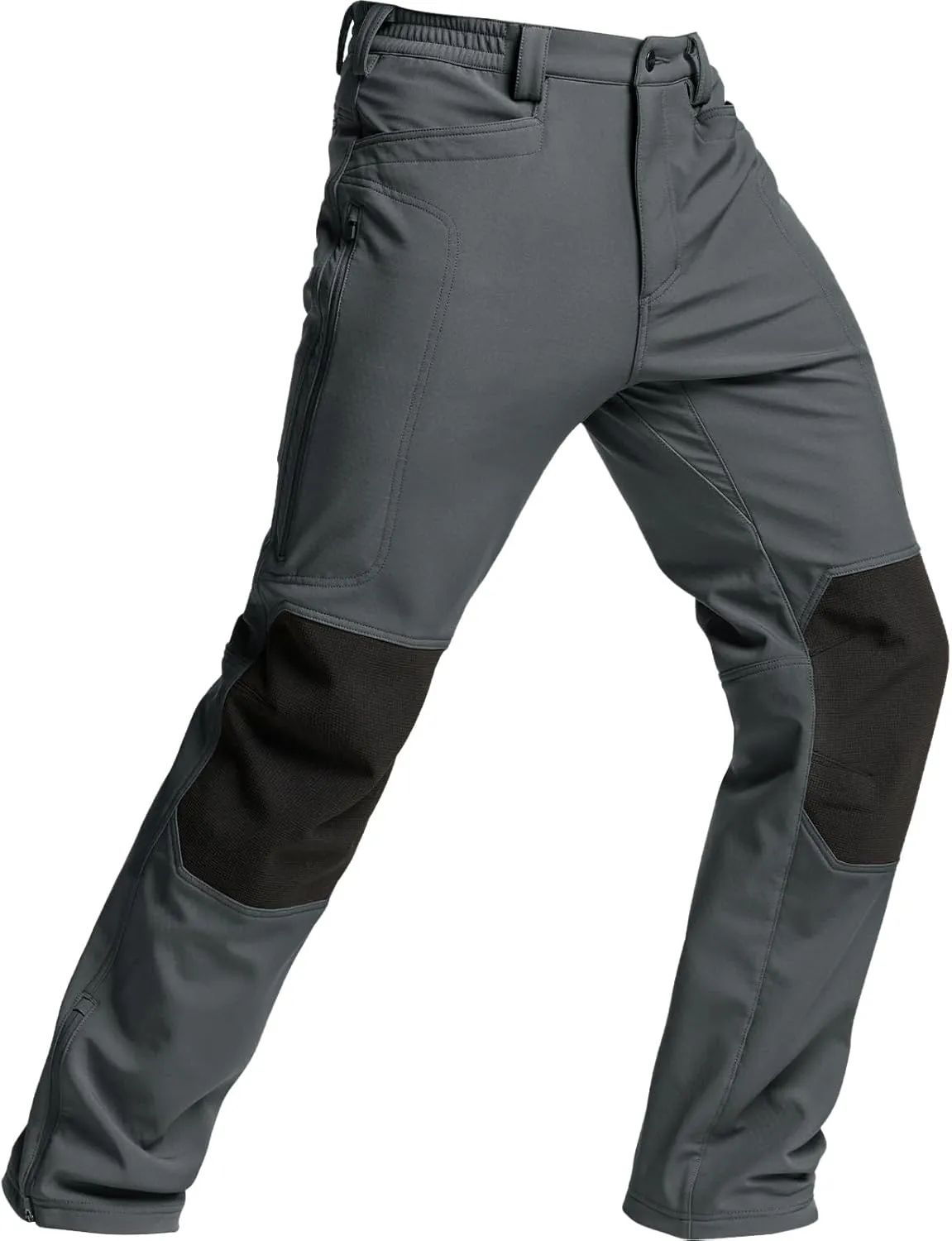 CQR Men's Winter Waterproof Softshell Fleece-Lined Snow Ski Pants, Thermal Outdoor Cargo Work Hiking Pants
