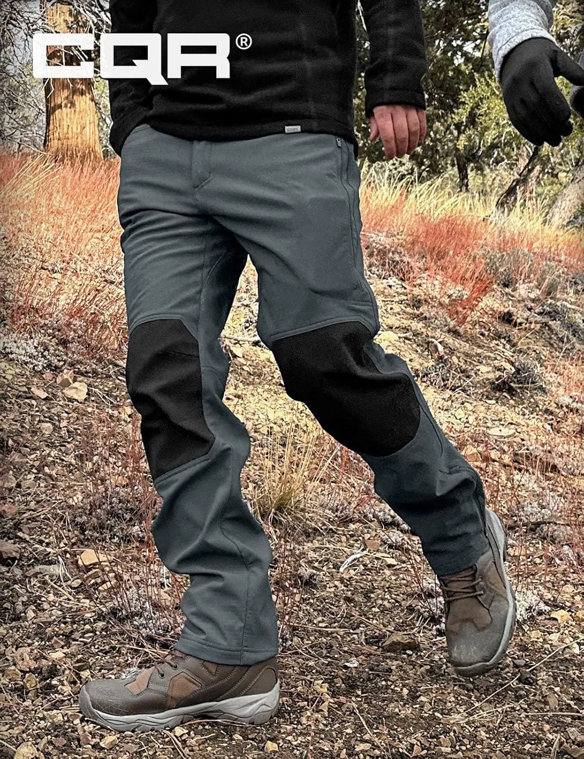 CQR Men's Winter Waterproof Softshell Fleece-Lined Snow Ski Pants, Thermal Outdoor Cargo Work Hiking Pants