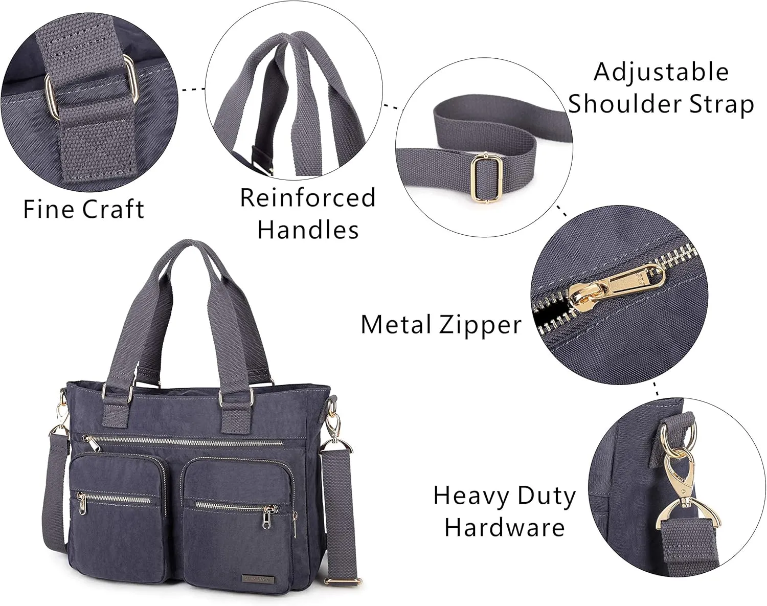 Crest Design Nylon Laptop Shoulder Bag Handbag Teacher Nurse Tote Organizer Travel Work Bag Purse