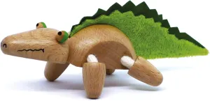 Crocodile Wooden Animal Toy for Toddlers, Fun and Posable Crocodile for Early Learning, Montessori, and STEM, Smooth Natural Wood, Boys and Girls