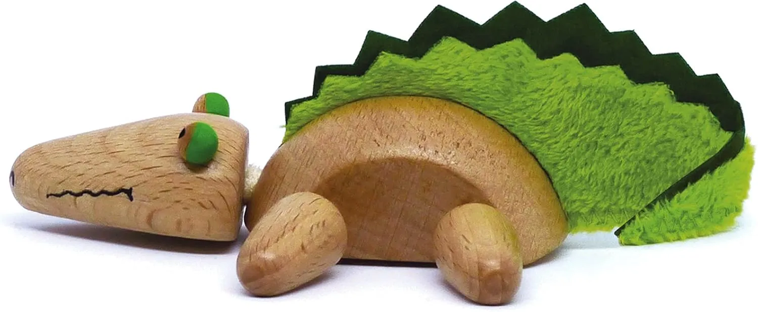Crocodile Wooden Animal Toy for Toddlers, Fun and Posable Crocodile for Early Learning, Montessori, and STEM, Smooth Natural Wood, Boys and Girls