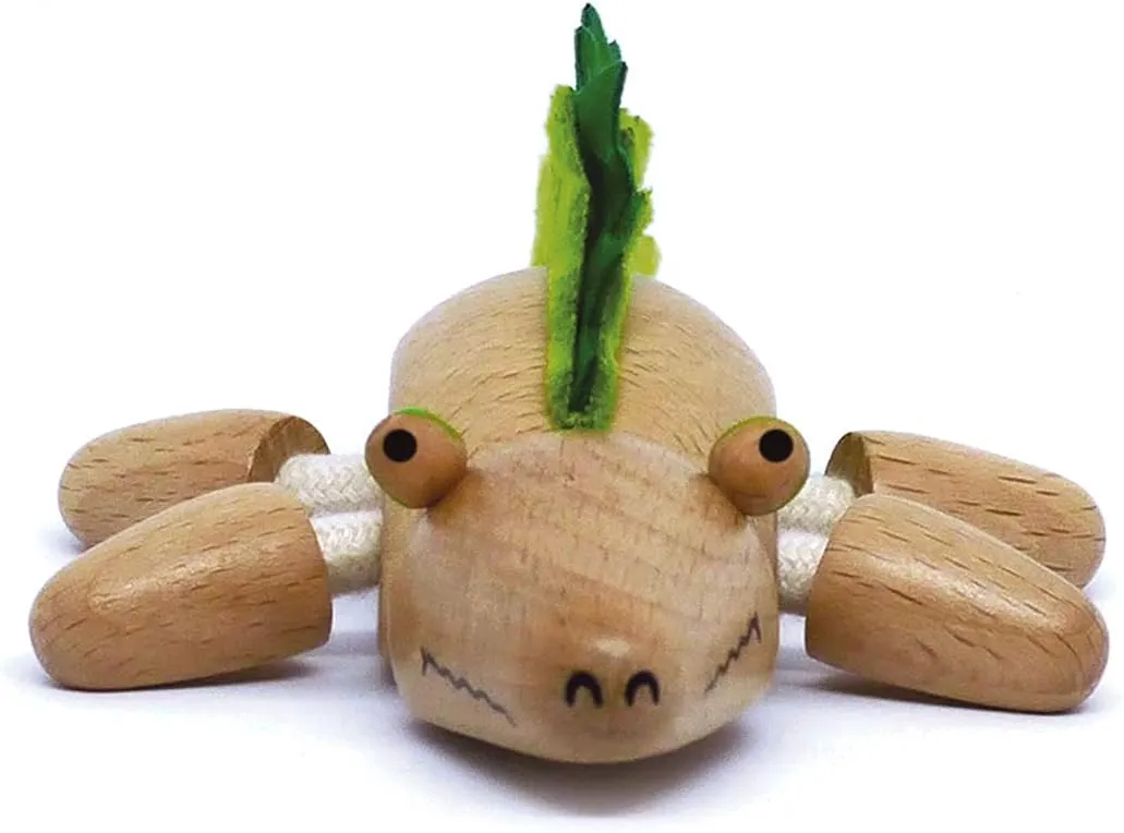 Crocodile Wooden Animal Toy for Toddlers, Fun and Posable Crocodile for Early Learning, Montessori, and STEM, Smooth Natural Wood, Boys and Girls