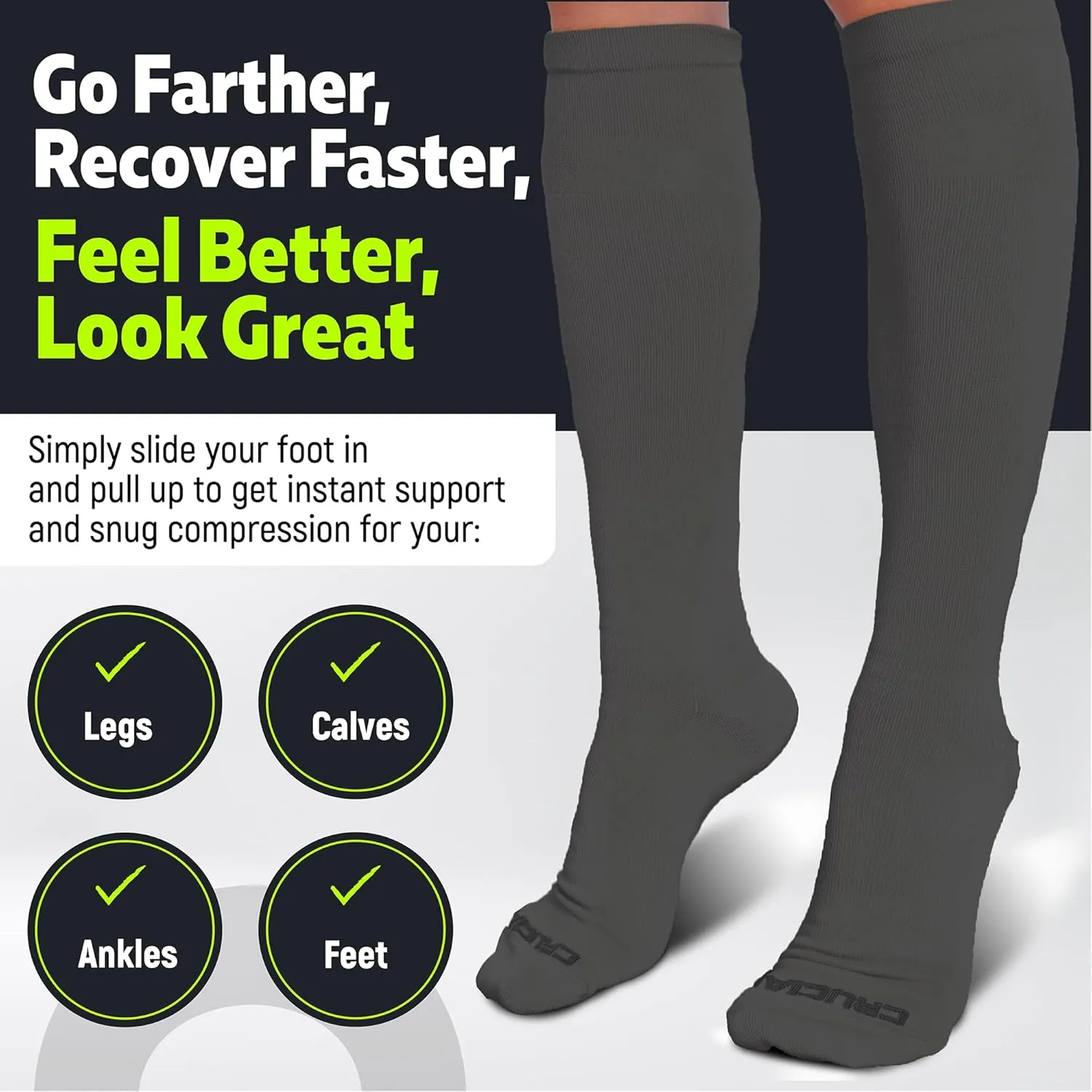 Crucial Compression Socks for Men & Women (20-30mmHg) Running, Athletic, Travel