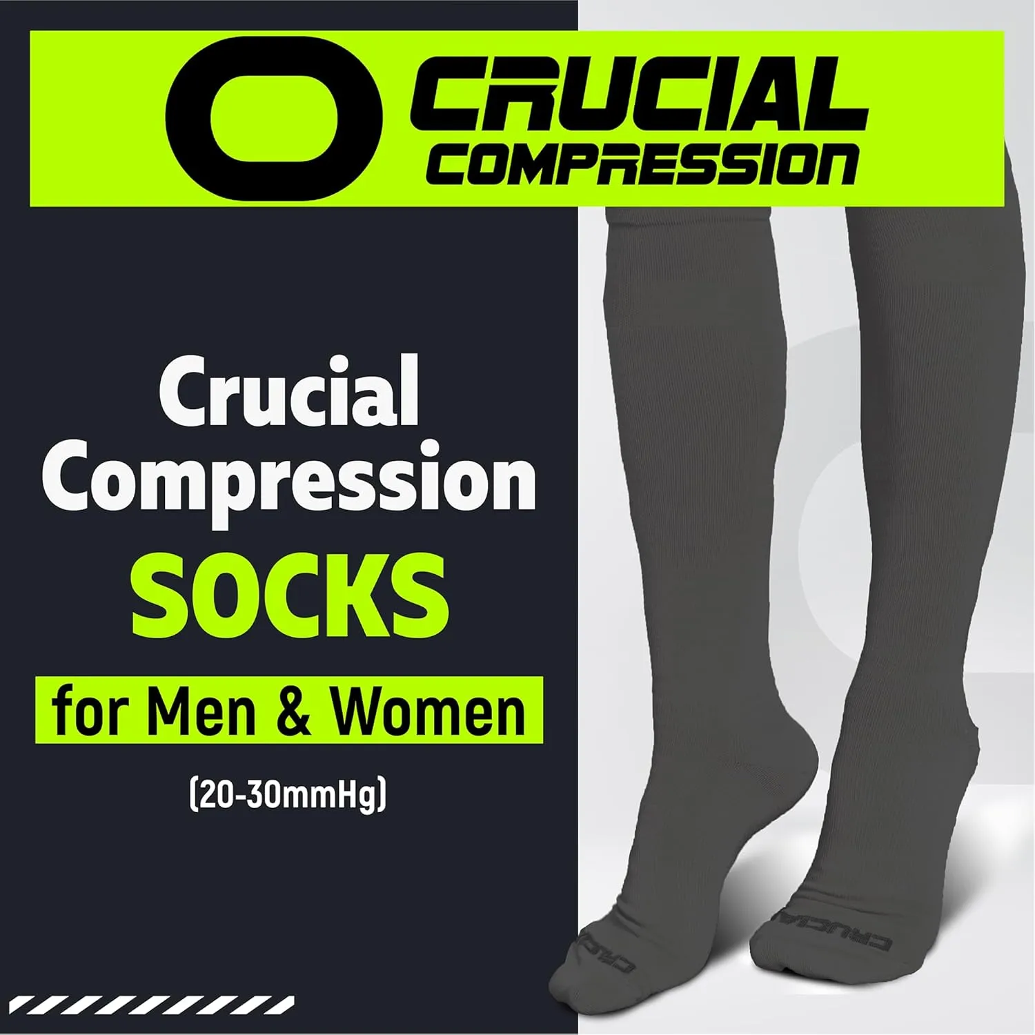 Crucial Compression Socks for Men & Women (20-30mmHg) Running, Athletic, Travel