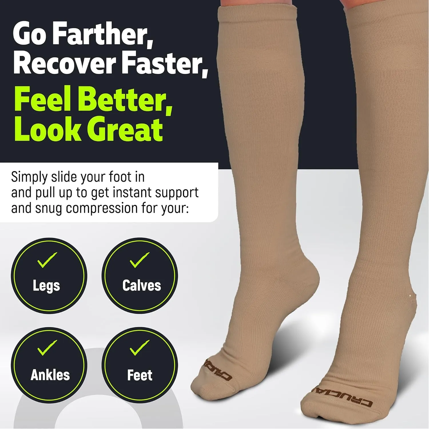 Crucial Compression Socks for Men & Women (20-30mmHg) Running, Athletic, Travel