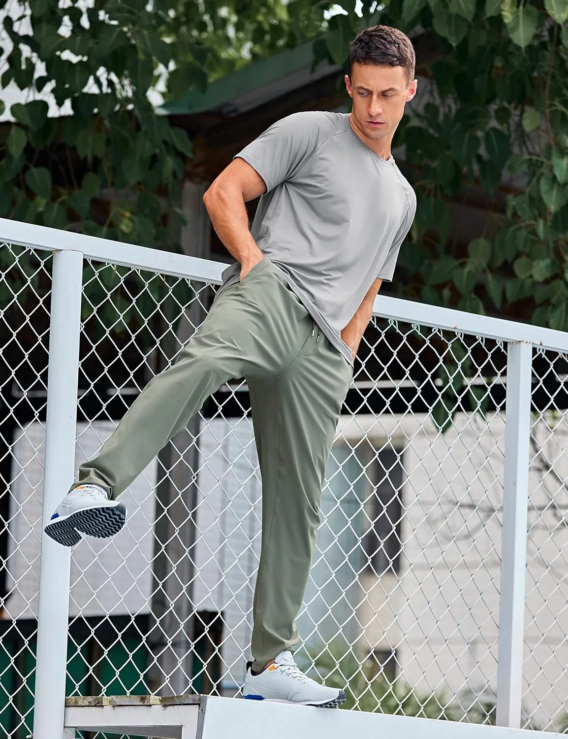 CRZ YOGA 4-Way Stretch Athletic Pants for Men 30" Workout Lounge Casual Work Jogger with Zip Pocket