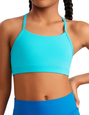CRZ YOGA Butterluxe Girls Sports Bra - Spaghetti Strap Y Back Racerback for Teens Kids Training Yoga Comfort Crop Top