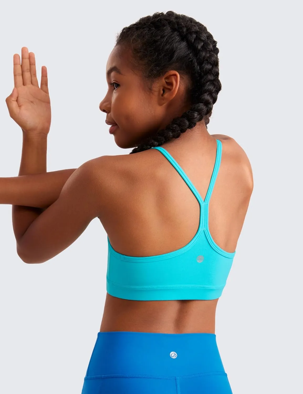 CRZ YOGA Butterluxe Girls Sports Bra - Spaghetti Strap Y Back Racerback for Teens Kids Training Yoga Comfort Crop Top