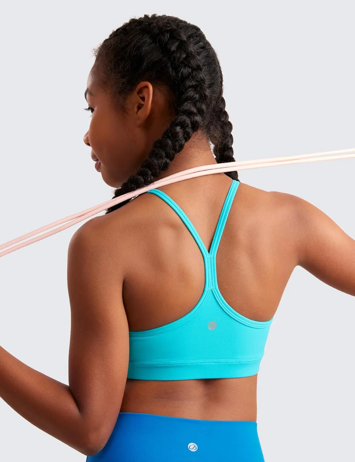 CRZ YOGA Butterluxe Girls Sports Bra - Spaghetti Strap Y Back Racerback for Teens Kids Training Yoga Comfort Crop Top