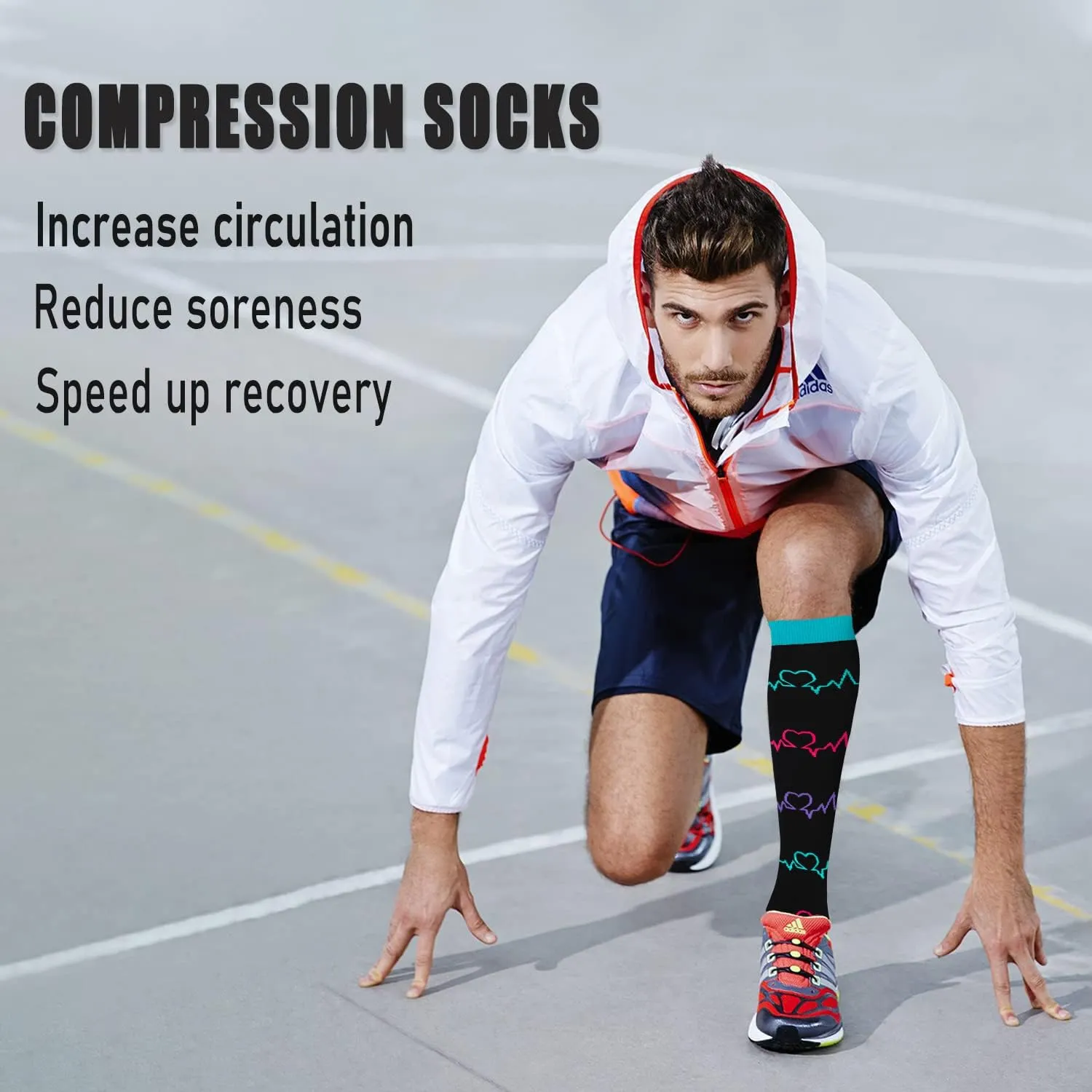 CTHH 5/7 Pairs Compression Socks for Women & Men Circulation - Compression Stockings for Support Running Athletics Nursing Travel