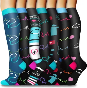 CTHH 5/7 Pairs Compression Socks for Women & Men Circulation - Compression Stockings for Support Running Athletics Nursing Travel
