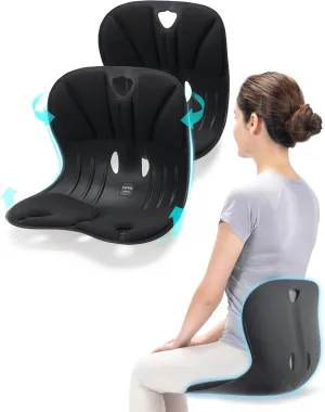 curble Wider(Standard Wide) 2PACK – Ergonomic Back Support Chair, Lumbar Support for Posture Correction & Back Pain Relief, for Office, Floor Seat and Work from Home, Patented(2P Black)