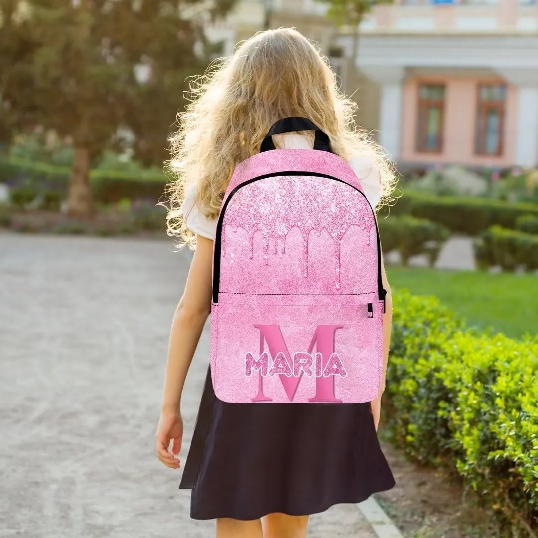 Custom Backpack for Girls Kids with Name Personalized Backpacks for Girls School Backpack with Lunch Bag Customized Book Bags for School Travel Hiking Outdoor