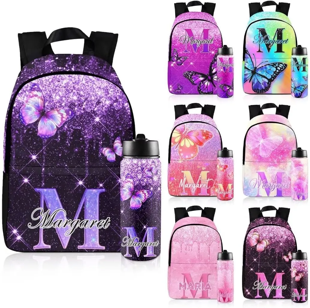 Custom Backpack for Girls Kids with Name Personalized Backpacks for Girls School Backpack with Lunch Bag Customized Book Bags for School Travel Hiking Outdoor