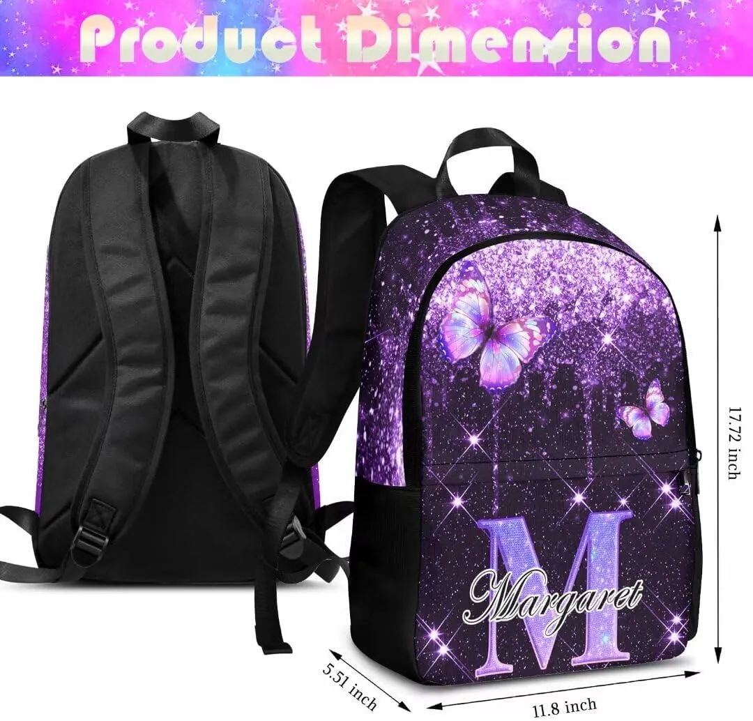 Custom Backpack for Girls Kids with Name Personalized Backpacks for Girls School Backpack with Lunch Bag Customized Book Bags for School Travel Hiking Outdoor