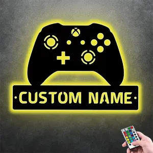 Custom Controller Sign Night Light Game Metal Sign Game Name Sign Wooden Wall Sign Lamp Personalized Game Sign Gift for Game Boy Men (Game Controller Wall Sign Light - 4)