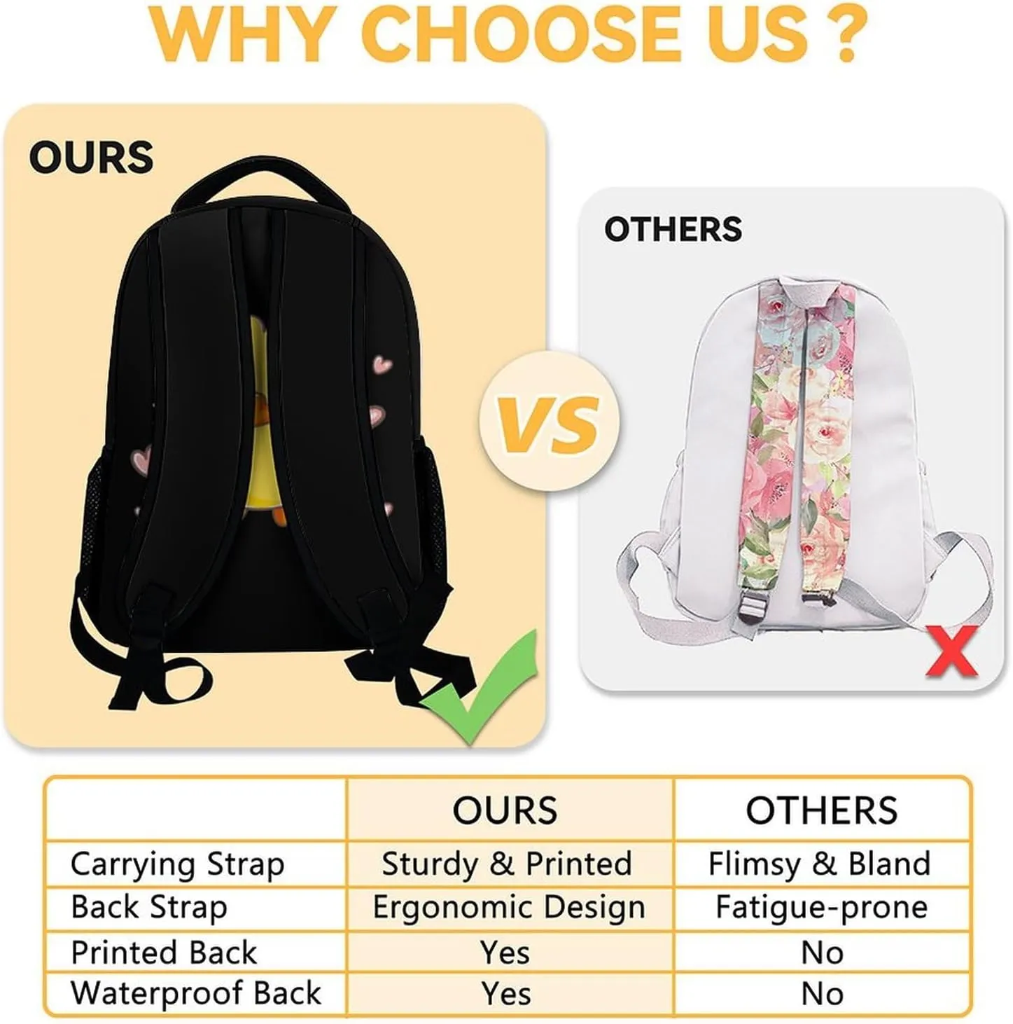Custom Duck Kids Backpack with Lunch Box, Set of 3 School Backpacks Matching Combo, Cute Black Bookbag and Pencil Case Bundle