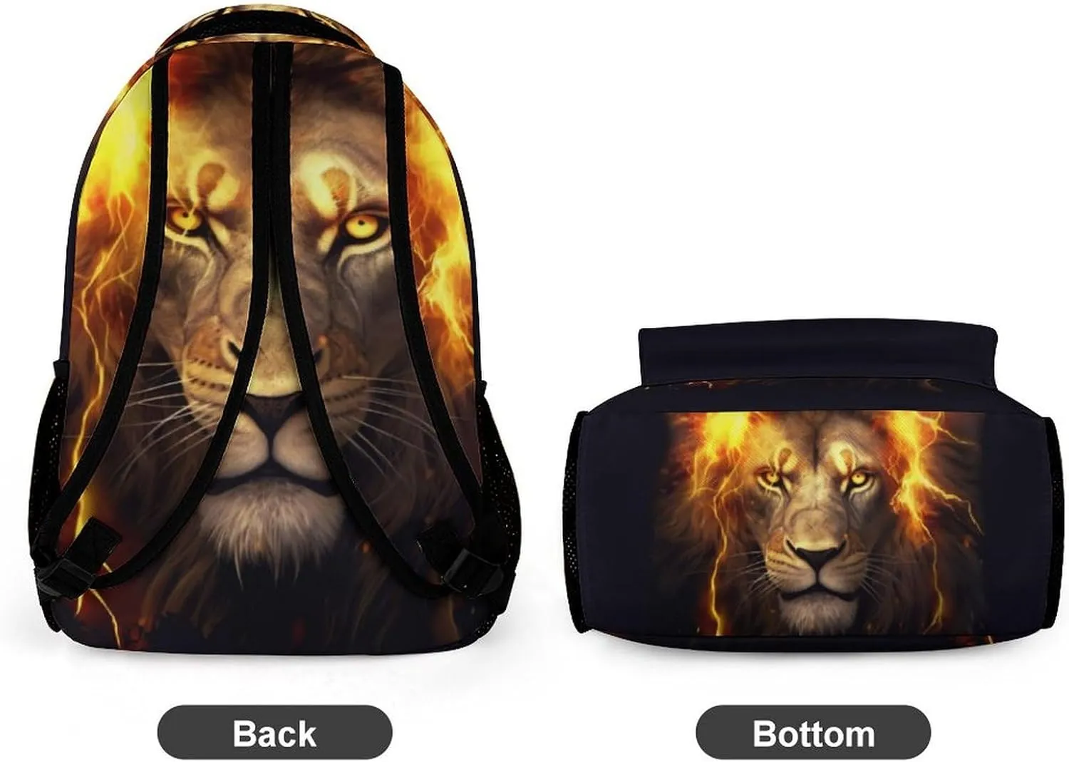 Custom Lion Backpack for Kids Girls Boys School, 16 Inches Cute Lions Theme Bookbag, Adjustable, Lightweight, Large Capacity, Colorful Daily Casual Backpacks