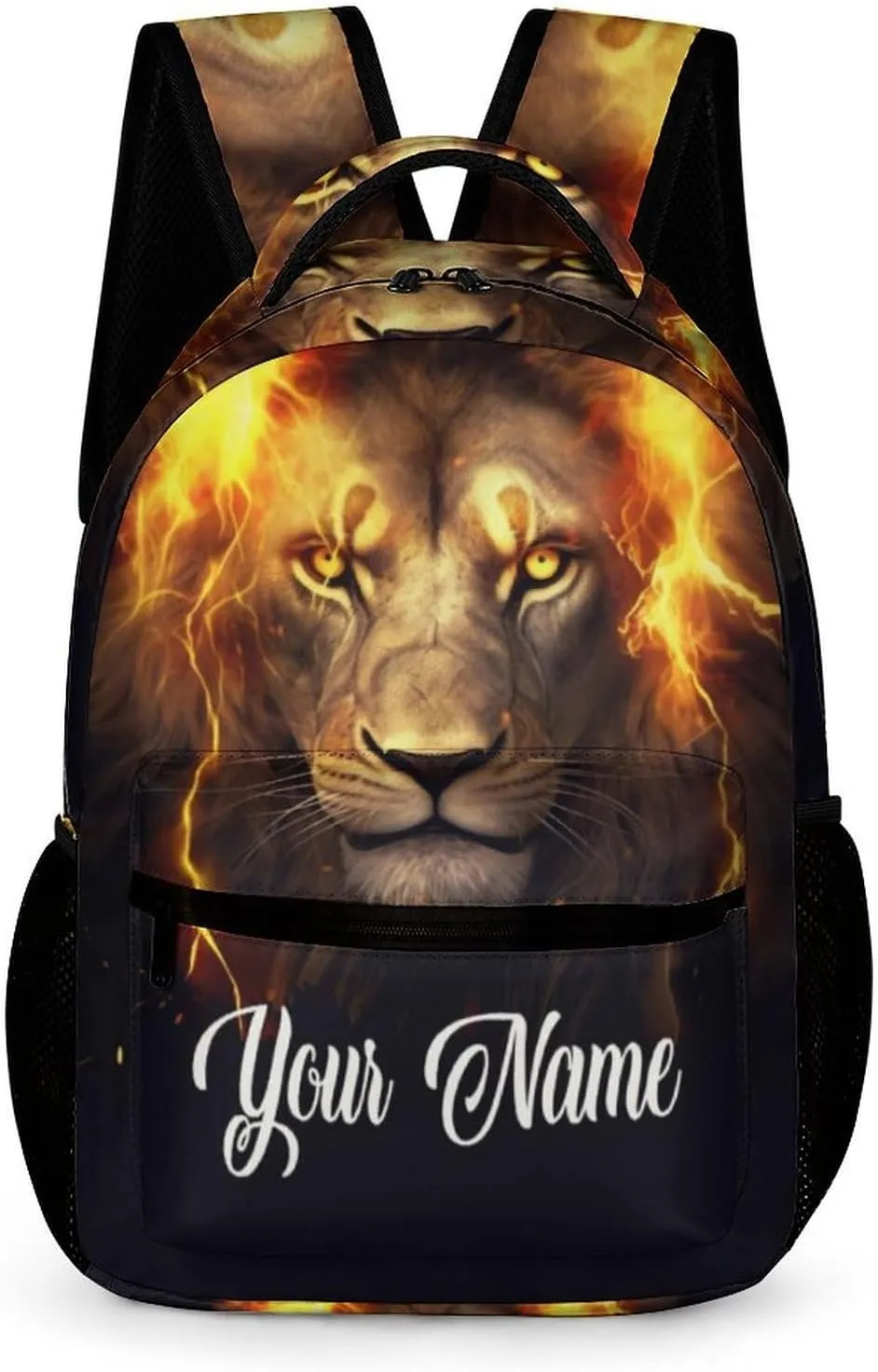 Custom Lion Backpack for Kids Girls Boys School, 16 Inches Cute Lions Theme Bookbag, Adjustable, Lightweight, Large Capacity, Colorful Daily Casual Backpacks
