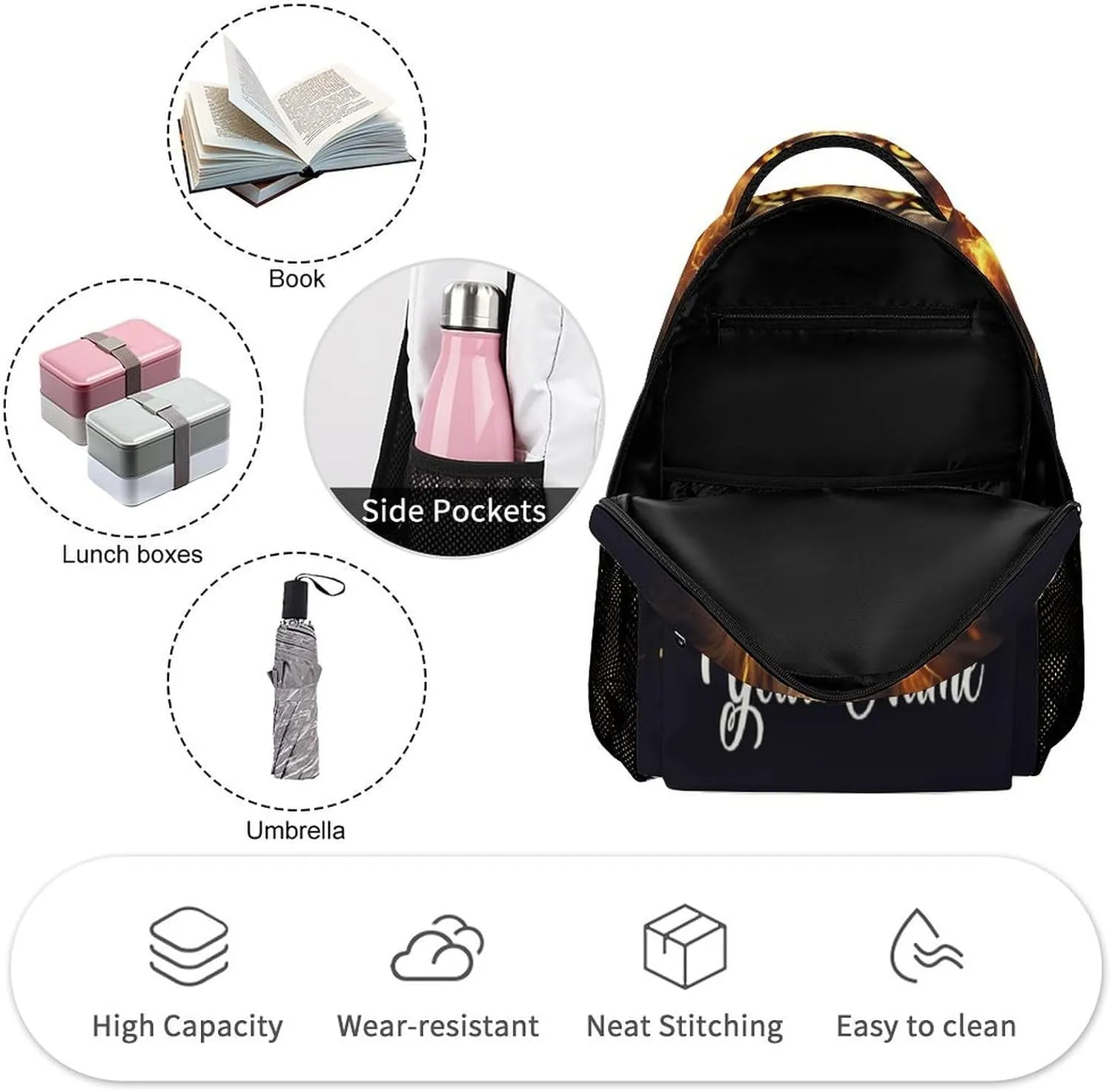 Custom Lion Backpack for Kids Girls Boys School, 16 Inches Cute Lions Theme Bookbag, Adjustable, Lightweight, Large Capacity, Colorful Daily Casual Backpacks