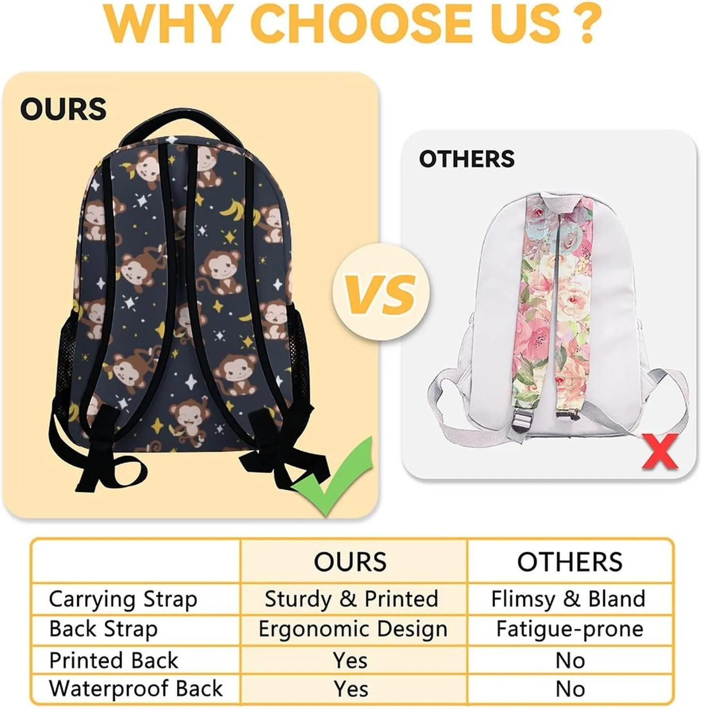 Custom Monkey Backpack with Lunch Box Set, 3Pcs Cartoon Monkey Backpacks Matching Combo for Girls & Kids, Cute Black Bookbag and Pencil Pouch Bundle