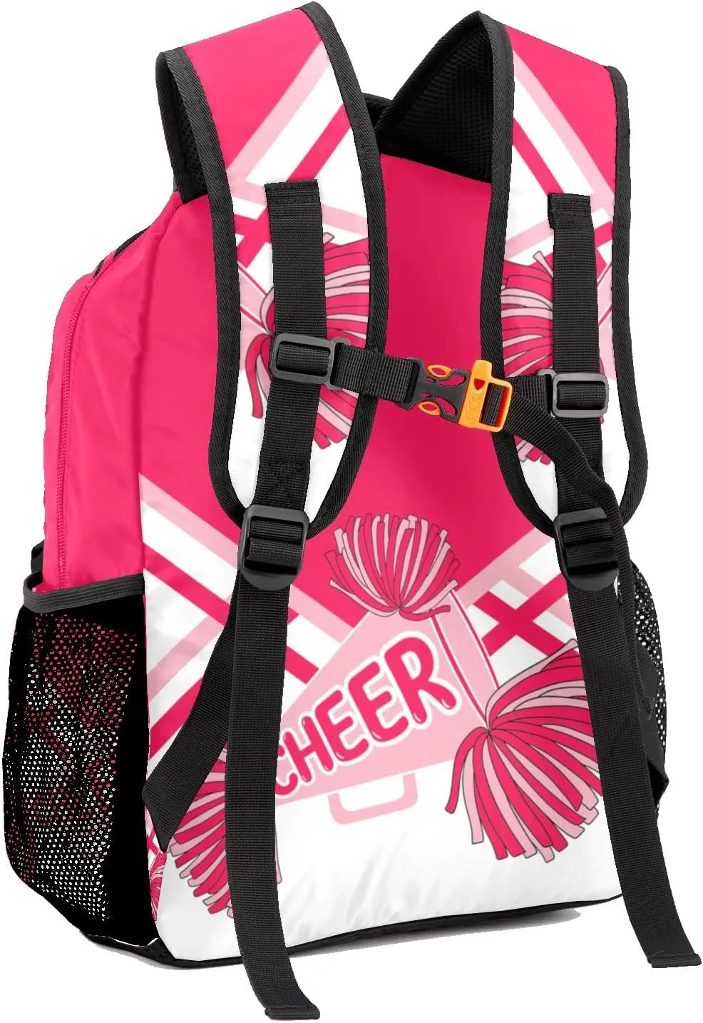 Custom Student Bag Gifts with Name Pink Red Cheer Cheerleader Stripes Kids' Backpack Large Capacity Shoulder Bookbag Casual Bag for Teens