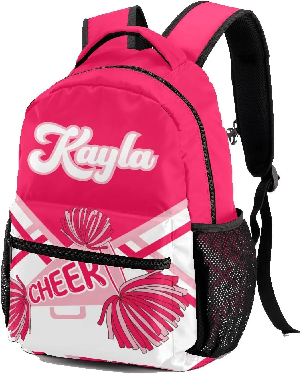 Custom Student Bag Gifts with Name Pink Red Cheer Cheerleader Stripes Kids' Backpack Large Capacity Shoulder Bookbag Casual Bag for Teens