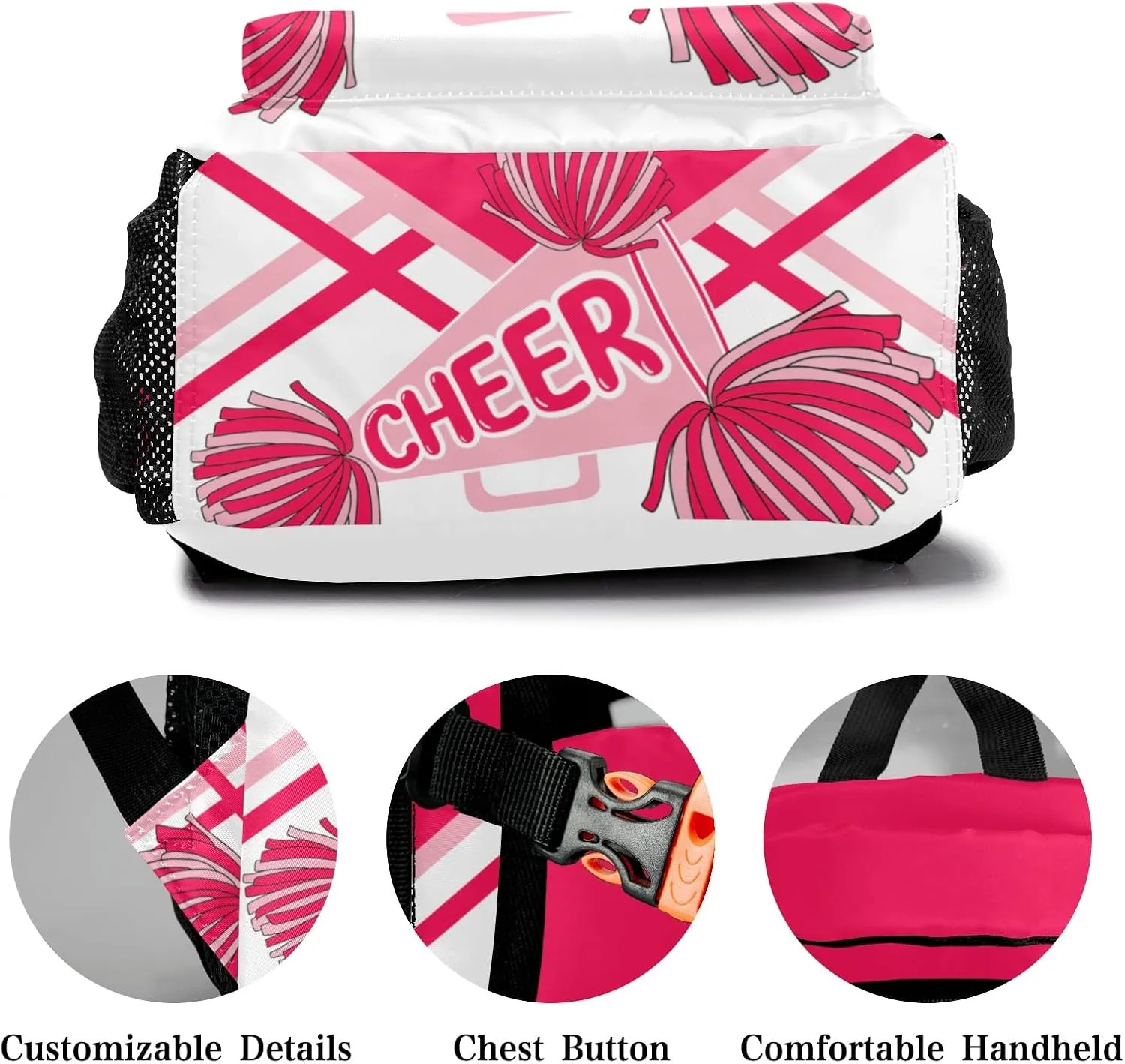 Custom Student Bag Gifts with Name Pink Red Cheer Cheerleader Stripes Kids' Backpack Large Capacity Shoulder Bookbag Casual Bag for Teens