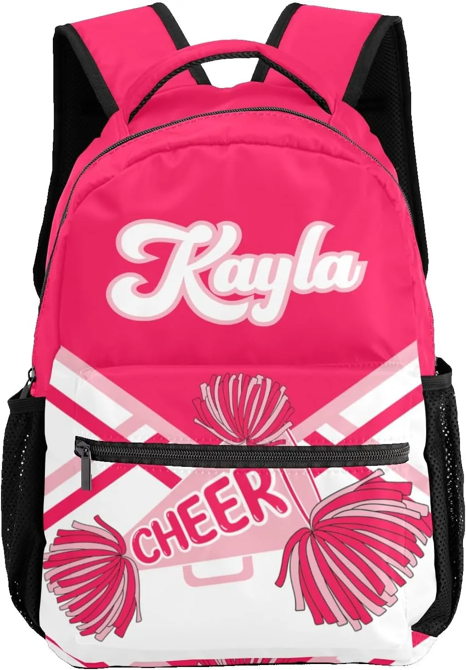 Custom Student Bag Gifts with Name Pink Red Cheer Cheerleader Stripes Kids' Backpack Large Capacity Shoulder Bookbag Casual Bag for Teens