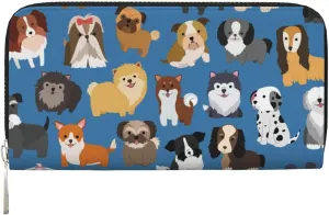 Cute Animal Dog Wallet for Men Women Elegant Long Clutch Zip Around Travel Leather Coin Purse Large Capacity Credit Card Holder Handbag