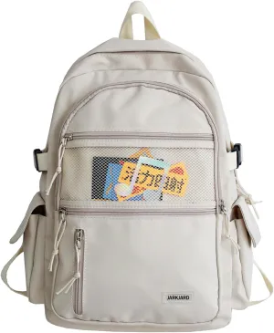 Cute Backpack Cute Aesthetic Backpack for School College Student Travel Bookbag for Girls Large Capacity Casual Daypack(White)