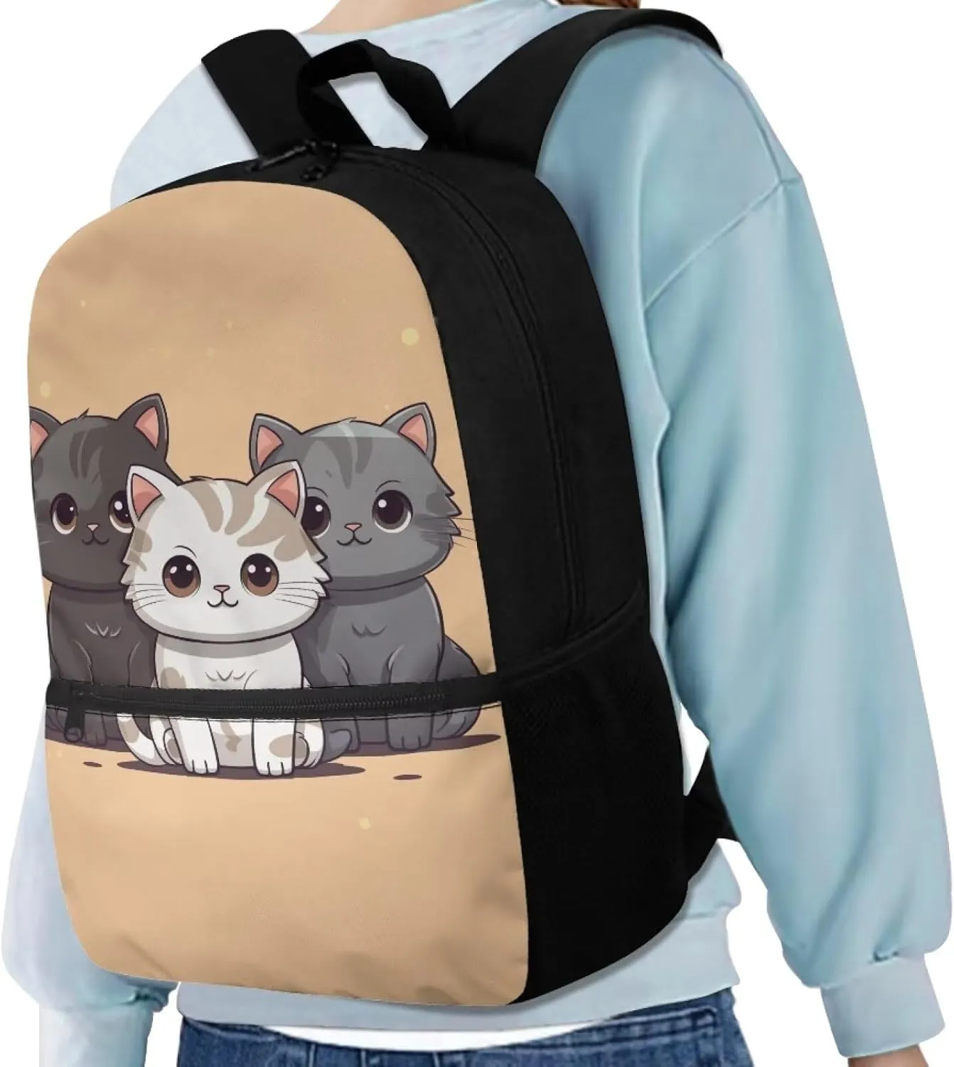 Cute Cat for School Girls Backpacks for 2Nd Rd Grade Kids Bookbag for 5-8 9-11 Years Boys School Bag for Preschool Child Book Bags Picnic Children 17 Inch Daypack