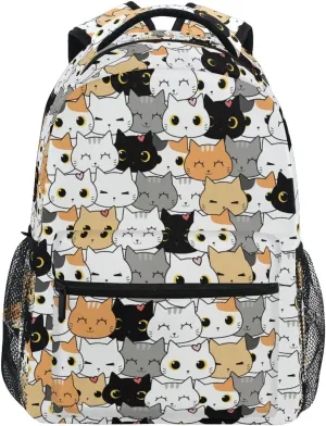Cute Cats Kids Backpacks for Girls Boys Teenager,BookBags Back to School Bag,Lightweight Travel Daypack Laptop Backpack,Elementary Primary Middle School Bags for Age 6-12