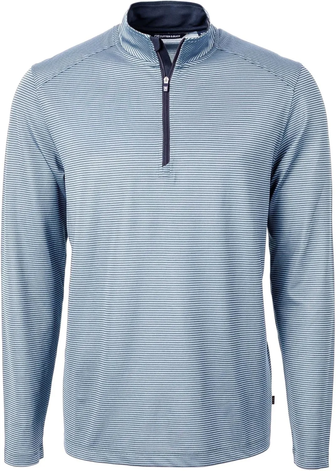 Cutter & Buck Virtue Eco Pique Micro Stripe Recycled Mens Big & Tall Quarter Zip
