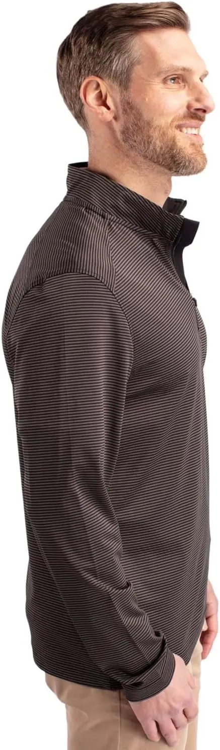 Cutter & Buck Virtue Eco Pique Micro Stripe Recycled Mens Quarter Zip